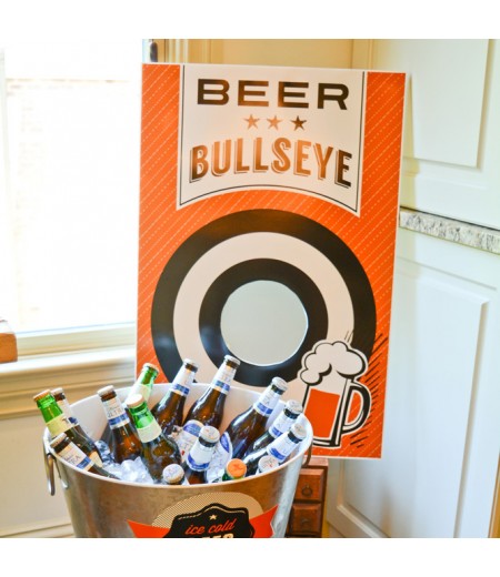 Beer B Que Man Birthday Party Beer Bullseye Poster 20x30 - Instant Download